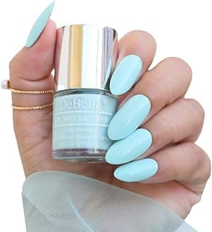 DeBelle Gel Blue Glossy Finish Nail Polish-Mint Blue(Mint Amour), 8 Ml - Enriched With Natural Seaweed Extract, Cruelty Free, Toxic Free