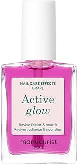 Manucurist Active Glow™ Grape - Clear Lilac All In One Perfector Nail Polish & Care - Vegan & Made in France Ultra-Glowy 2 in 1 Nail Strengthener & Care - Plant-Based