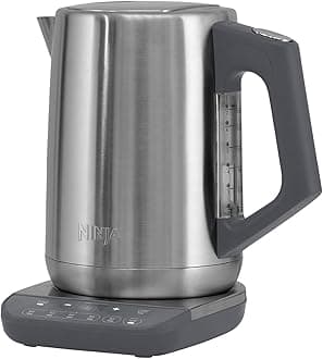 Ninja Perfect Temperature Kettle, 1.7L, with Temperature Control, LED Display, Easy to Use Kettle with Rapid Boil and Temperature Hold, Stainless Steel KT201UK
