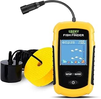 LUCKY Kayak Portable Fish Depth Finder Water Handheld Fish Finder Sonar Castable Kayak Boat Fishfinder Transducer Fishing LCD Display LUCKYLAKER