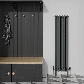 Warmehaus Traditional Cast Iron Style Anthracite Quadruple Column Vertical Tall Radiator 1500x380mm Perfect for Bathrooms, Kitchen, Living Room