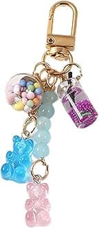 Cute Resin Gummy Bear Key Chain Candy Color Animal Bear Charms Keychains Car Keys Bag Pendant Keyring Jewelry Gift