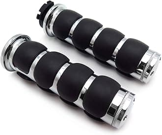 HTTMT- TRHB114C-25 - Chrome 1" 25mm Rubber Hand Grip Compatible with Harley Davidson FXDWG Dyna Wide Glide