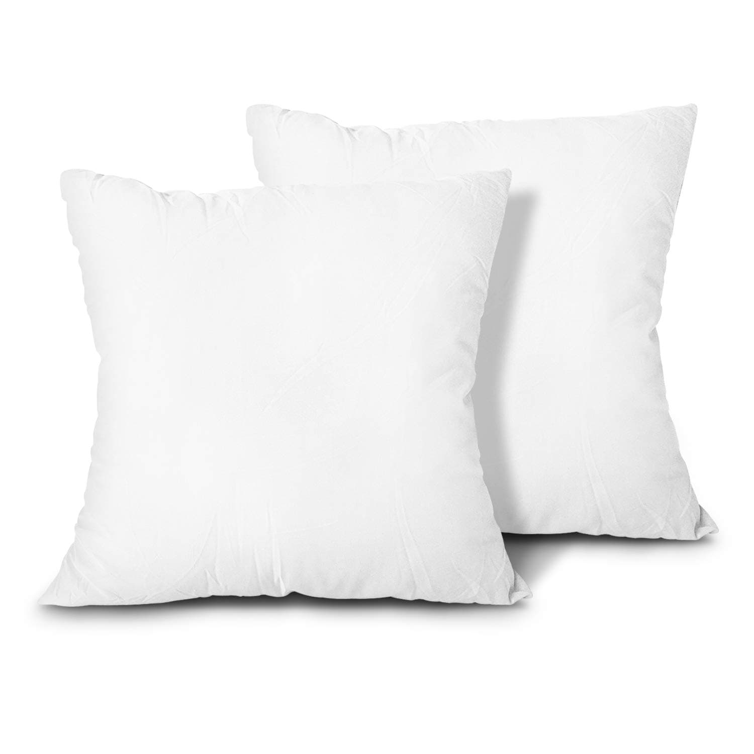 Throw Pillow Inserts, Set of 2 Lightweight Down Alternative Polyester Pillow, Couch Cushion, Sham Stuffer, Machine Washable. (White, 28x28)
