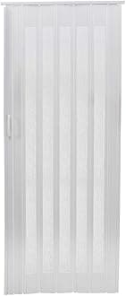 INMOZATA Folding Doors Internal PVC Plastic Features Artistic Patterned Glass Internal Doors with Handle Sliding Concertina Door Panel Divider (White, Thickness 6mm)