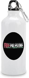 Palestine Flag Aluminum Water Bottle Free Palestine Portable Leakproof Cycling Water Bottle with Carabiner Clip & Sport Top Tumbler for Office Gym Outdoor Sports 20 OZ