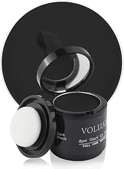 VOLLUCKRoot Touch up Powder, Instant Hairline Powder for Thinning Areas and Gray Hair Coverage, Natural and Non-greasy Root Cover up for Women and Men (Dark Black, 0.35 Ounce)