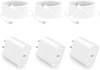 [MFi Certified] iPhone Charger, 3Pack USBC Fast Wall Charger, USB C Charging Block for iPhone 14/13/12/11/X/8/7 Series,iPad Pro/Mini/Air, AirPods with 3-Pack 6.6FT USB-C to Lightning Cable