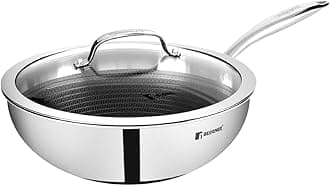 Bergner Hitech Triply Stainless Steel Kadai/Wok, Non Stick Prism Technology, 24 cm Induction Bottom, Gas Ready, Metal Spatula Friendly