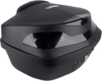 Motorcycle Tour Tail Box Trunk Luggage Top Lock Storage Carrier Case 48L w/backrest & Handle (Black Gray)