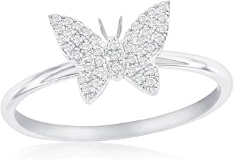 BEAUX BIJOUXReal Diamond Rings for Women in Sterling Silver - Engagement, Promise Anniversary, Genuine Fine Diamond Rings in Multiple Shapes and Styles