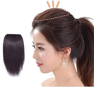 Invisible Nature Hair pad piece Seamless Clip In Extension,Hair Topper for Thinning Hair (black top)