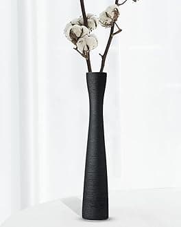 Black Ceramic Flower Vase 16.5 Inch Tall Slender Flower Vases, Handmade Vase Modern Minimalist Style Decor for Living Room, Home, Office, Centerpiece,Table and Wedding Party
