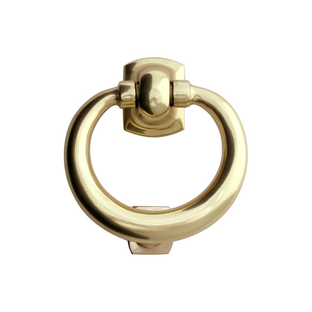 Solid Brass Ring Door Knocker - Bolt Centres 85mm