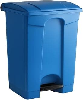 Plastic Garbage Bin with Foot Pedal, Hands-Free Garbage Can, Blue, 18 Gallon Rectangular Step-On Commercial Trash Can for Restaurant/Office/Kitchen