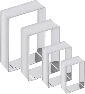 Rectangle cookie cutter ANCKNE Stainless Steel Rectangle Biscuit Molds Square Pastry Molds Fondant Cake Cookie Cutter Set 1 Inch Depth