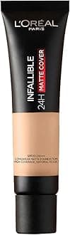 L’Oréal Paris Liquid Foundation, Waterproof, Sweatproof and Heatproof, Oil-Control, Infallible 24H Matte Cover, 250 Radiant Sand, 35 ml