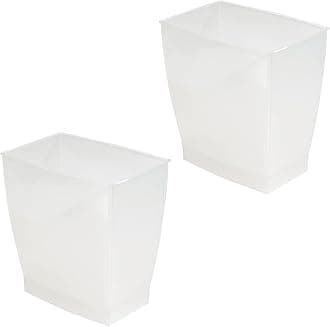 iDesign Small Rectangular Bathroom Trash Set of 2-Frost Waste Can