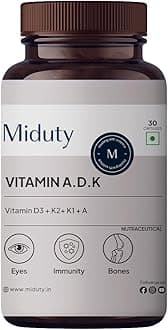 Vitamin ADK Multivitamin Contains Vitamin A - D3 - K1 - K2 Immunity Booster, Bone Strength, Healthy Heart Vitamin ADK Supplement For Men and Women - 30 Capsules