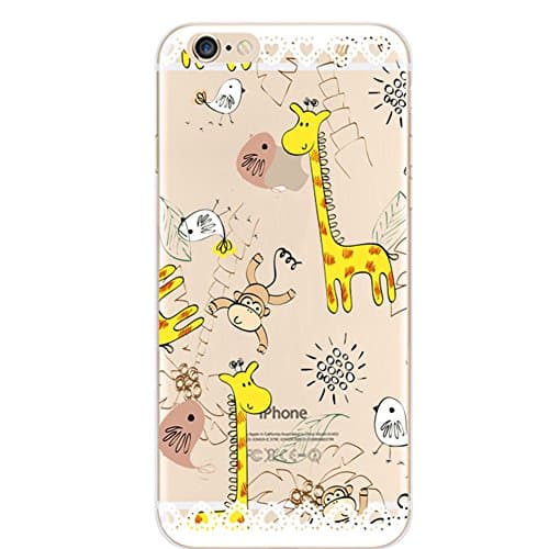 iPhone 6S Plus Case,iPhone 6 Plus/6S Plus TPU Case,UZZO Cute Girl Flower Fairy Animal Giraffe Print Ultra Thin TPU Silicone Gel Case,[Crystal Clear] TPU Back Case Cover for iPhone 6 Plus/6S Plus