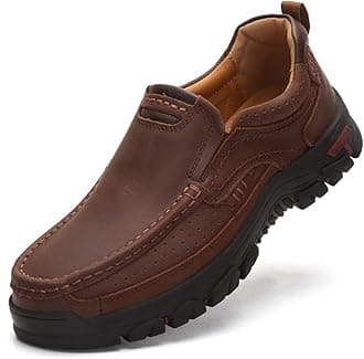 Mens Slip On Casual Shoes Leather Comfortable Walking Loafers