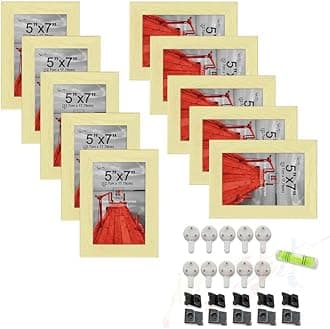 Art Street Set of 10 Individual Wall Photo Frame Beige 5x7 Inches, Picture Frames for Home and Office decoration.