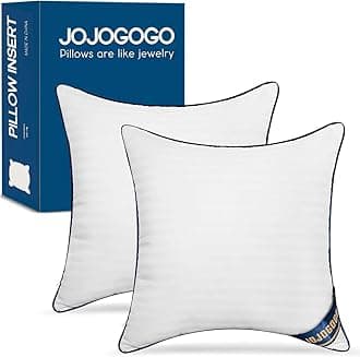 JOJOGOGO24x24 Indoor Large Fluffy Throw Pillow Inserts Set of 2, 24 x 24 Synthetic Down Alternative Stuffing Square Pillow Inserts for Couch Bed Sofa and Living Room, Big Euro Decorative Pillows