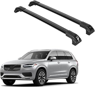 ERKUL Heavy Duty 220lbs Roof Rack Cross Bars for Volvo XC90 2016-2025 | Solid Metal Mounts | Aluminum Crossbars with Anti Theft Lock for Rooftop - Compatible with Flush Rails - Black