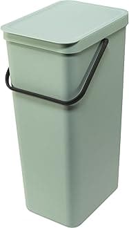 Sort & Go Kitchen Recycling Bin | L / 10.6 Gal / 40L | Jade Green | Removable Stay-Open Lid, Carry Handle | Trash Can for Bottles, Cans, Paper, Glass | Wall Bracket Sold Separately