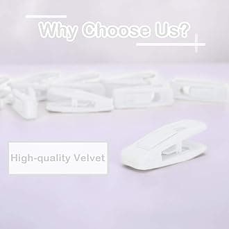 Trgowaul Velvet Hangers Clips, Pants Hangers Velvet Clips, Strong Finger Clips Perfect for Thin Velvet Hangers (White 20 Pack)
