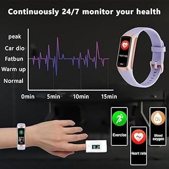 Fitness Tracker with 24/7 Heart Rate Sleep Blood Oxygen Monitor,IP68 Waterproof Smart Watch,1.10''AMOLED Touch Color Screen,Step Counter Health Activity Trackers for Women Men (Purple)
