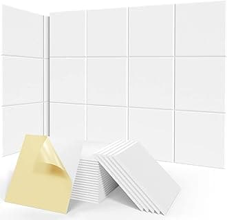 Sonicism 20 Pack Acoustic Panels with Self-Adhesive, 12" X 12" X 0.4" Sound Proof Foam Panels, Decorative Soundproof Wall Panels, Sound Proof Absorbing Tiles for Home & Offices,White