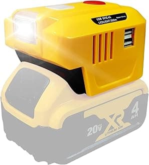 150W Power Inverter Generator Fit for Dewalt 18V 20V MAX XR Li-ion Battery, DC 20V to AC 110V-120V Portable Power Station with Dual USB Outlet and AC Outlet and 200LM LED Light Battery Inverter