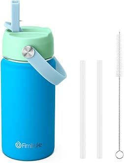 Fimibuke Kids Insulated Water Bottle - 14oz BPA-FREE 18/8 Stainless Steel Metal Travel Tumbler Leak Proof Kids Cup with Straw for School 019