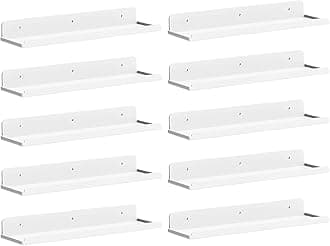 Lifewit Floating Shelves for Bathroom, 15" Acrylic Wall Organizer for Perfume, Makeup, Figures, Nail Polish, Photo, Book, Decor Display Rack for Nursery, Living Room, Bedroom, Kitchen, White, 10 Pack