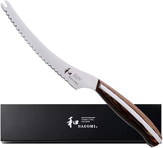[NAGOMI] 5 inch Serrated Cheese Knife - Made in Seki, Japan - Blade in 440A and Comfortable Pakkawood Handle - Japanese Sharp Knife
