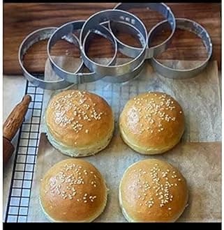 HASN TRADERS Stainless Steel Baking Ring for Burger/Buns Round-6 Piece (Pack of 6) (3.5 inch Ring)