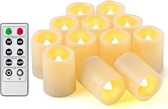12PCS Led Flickering Flameless Votive Tea Lights Candles with Remote Control Battery Operated Set/Electric Outdoor Tealights Timer Candle for Christmas,Xmas Decorations (Batteries Included) 200Hours