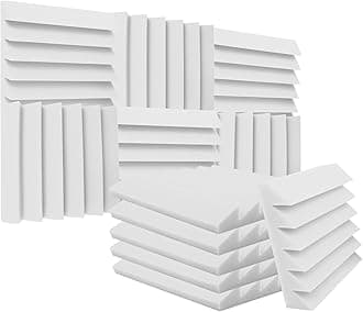 12 Pack Acoustic Foam Panels Studio Soundproofing Wedges 12"x12"x1" Noise Dampening Sound Insulation for Home Ceiling, White