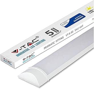 V-TAC LED Batten Light | 50W 5Ft LED Tube Lights 6400K White | Wall and Ceiling Batten Light | Shed Light, Kitchen and Garage Lighting | 5Ft - 150cm Samsung LED Tube Light