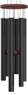 Large Wind Chimes – 35” Black Modern Wind Chimes for Deep, Soothing Tones – Outdoor Garden Décor, Hand-Tuned Metal Chimes for Relaxation – Weatherproof Gift for Patio, Yard & Zen Spaces