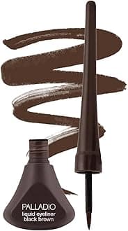 Palladio Liquid Eyeliner, Highly Pigmented and Waterproof Eyeliner, For Intense Eye Definition, Smear-proof Eyeliner Liquid, Includes Easy Grip Wand and Felt Tip Eyeliner Applicator, Black Brown