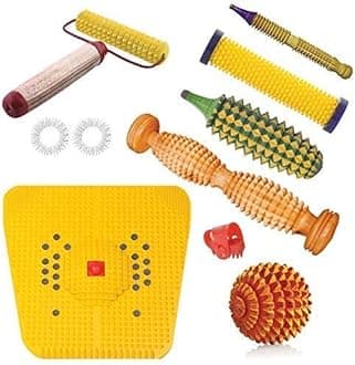 MAPPLEMARTMAPPLEMART Acupressure Wooden Foot Roller Acupressure Magnetic Stress Mat Combo Kit