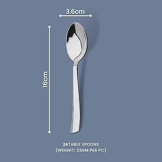 Parage 24 Pieces Stainless Steel Spoons Set, Dinner Spoon Length 16cm, Food Grade Silverware for Home & Kitchen- Mirror Polished, 24 Silver Spoons