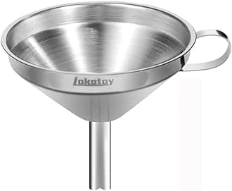 5-Inch Food Grade Stainless Steel Kitchen Funnel with Strainer Filter for Transferring of Liquid Dry Ingredients and Metal Cooking Funnel—Silver