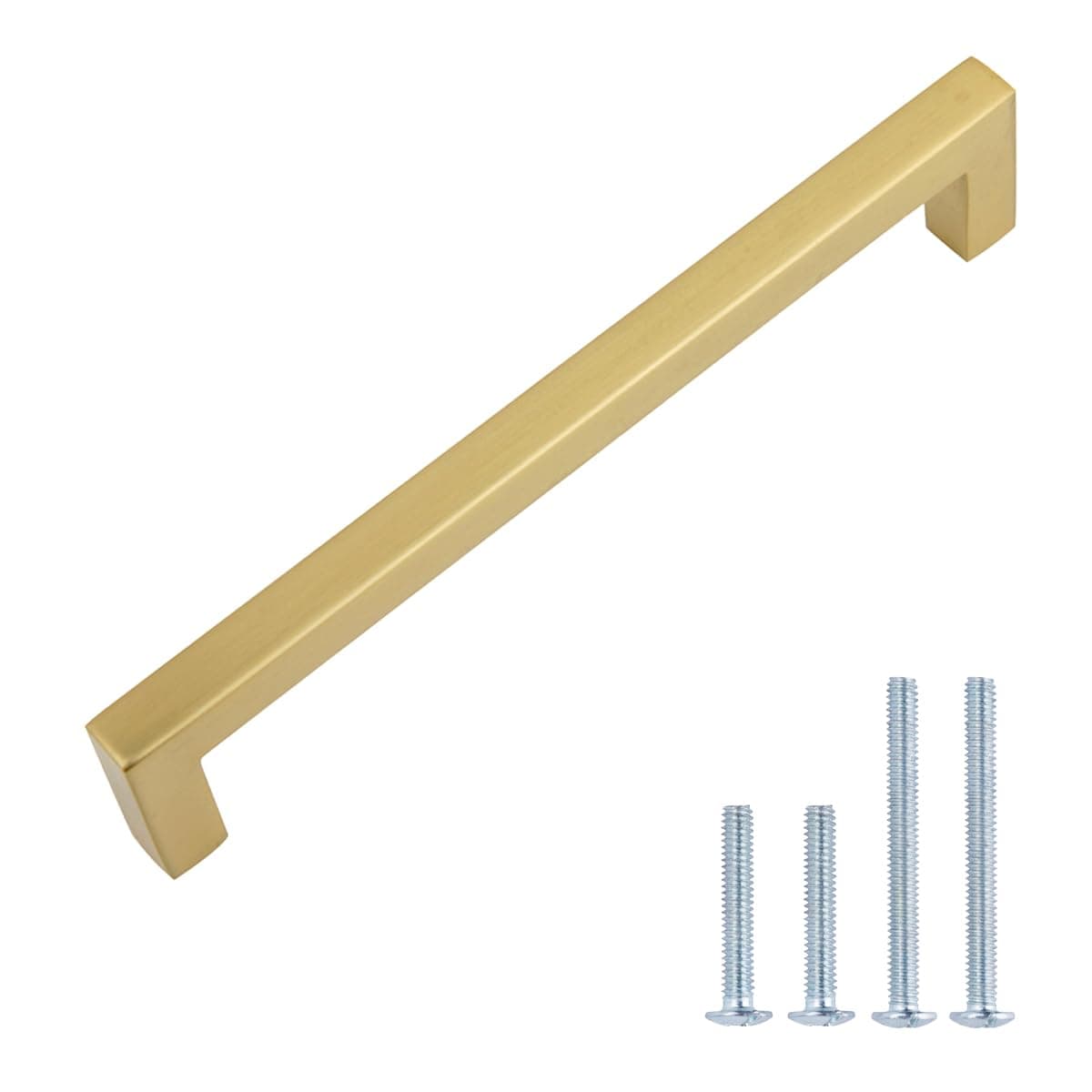 – Amazon Basics Modern Square Cabinet Pull Handle, 13.69 CM Length (12.7 CM Hole Center), Golden Champagne, 10-pack
