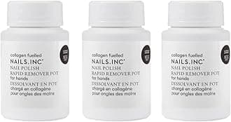 Nails.INC Nail Polish Remover Pot Trio, Formulated with Collagen to Promote Nail Strength and Growth, Coconut Scented, Acetone Free, Cruelty Free, Vegan 3 Piece Set
