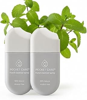 Hydrating Alcohol-Free Hand Sanitizer Pepermint Spray – 100% Natural Moisturizing Citrus Formula, Gentle Hand Cleanser for Sensitive Skin, Travel Size 0.50 fl oz (2-Pack)