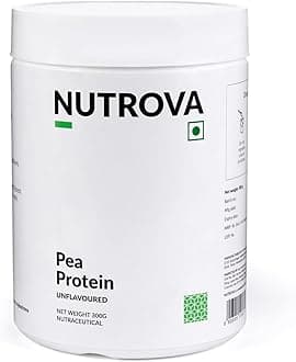 NUTROVA Pea Protein Powder, Vegan Protein Isolate - No Added Sugar, Artificial Sweeteners or Flavours, Vegan & Gluten-free - Easy to Mix (300gm) 80% protein content, 8g of protein in every 10g scoop