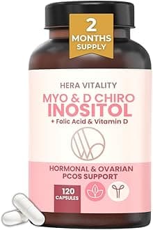 Myo-Inositol & D-Chiro Inositol Capsules for Women | 120 Capsules – 2 Month Supply | with Folic Acid & Vitamin D3 | Hormone Balance Support | High Strength Inositol Complex